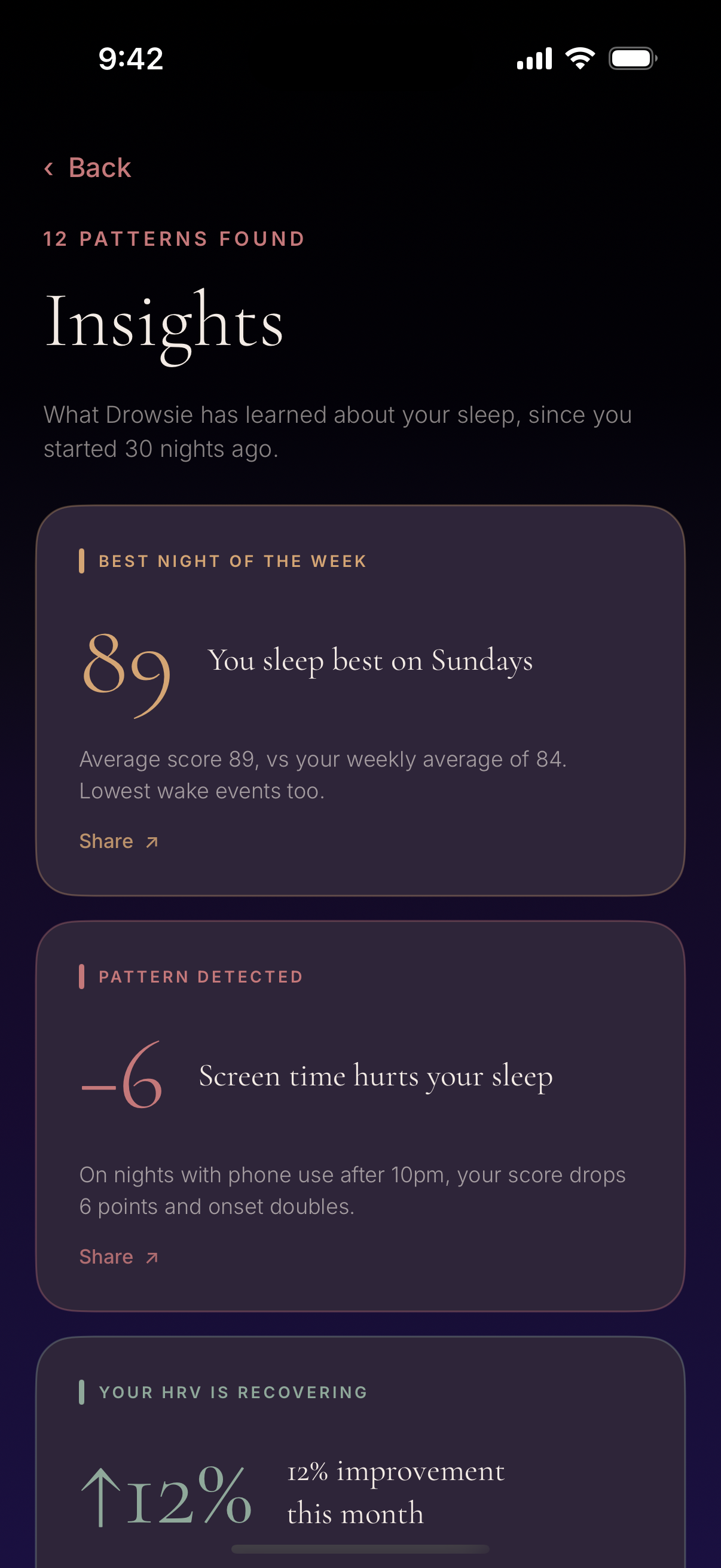 Sleep Club app — sleep insights