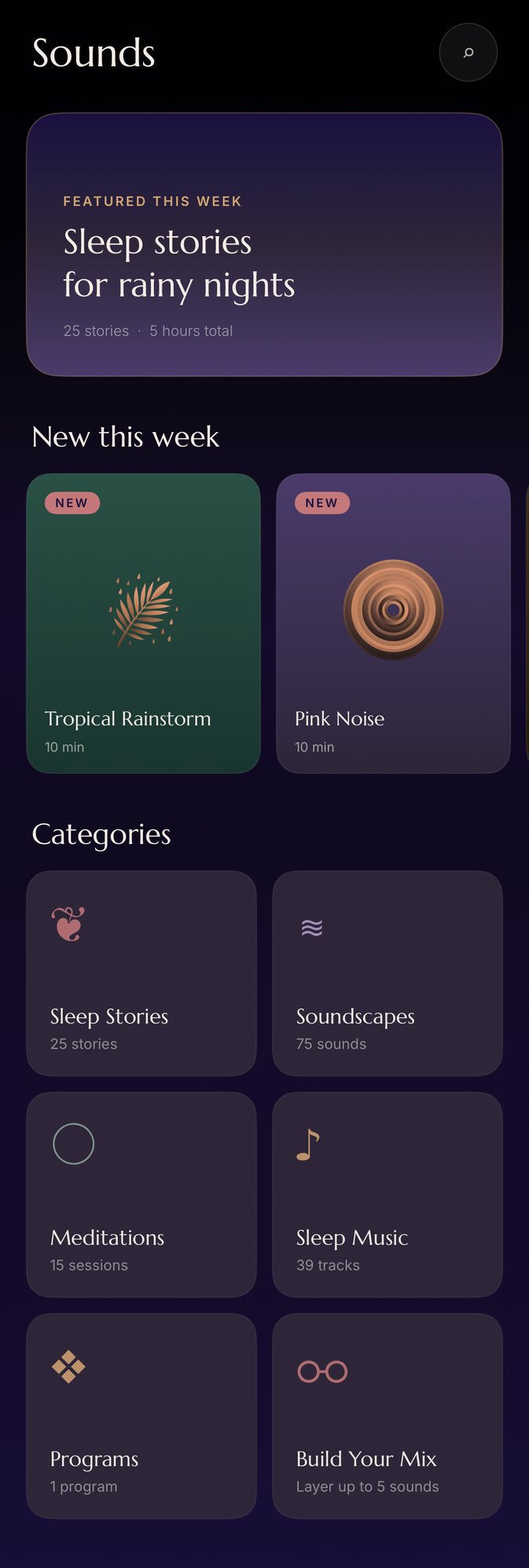 Sleep stories in the app