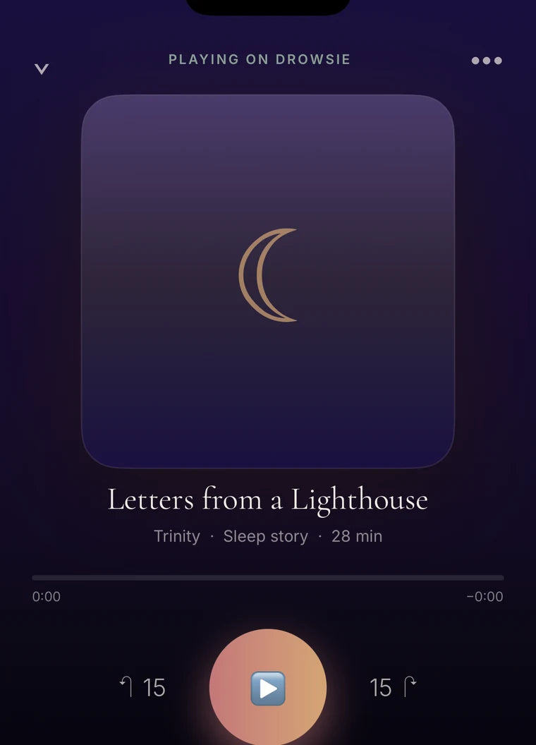 The Drowsie app playing a sleep story