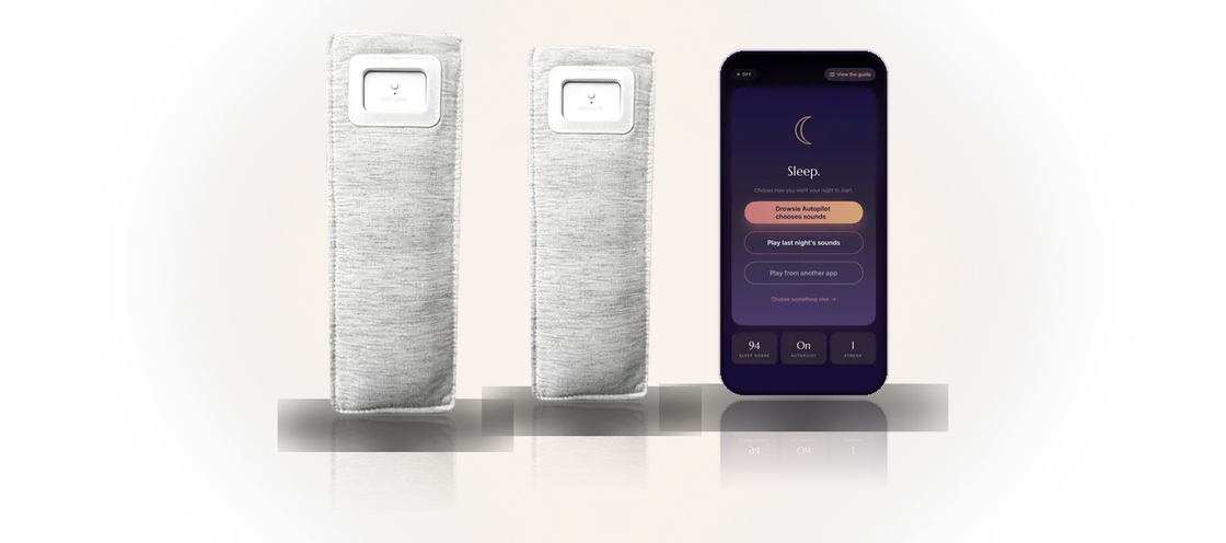 Two Drowsie V3 speakers and the Drowsie app