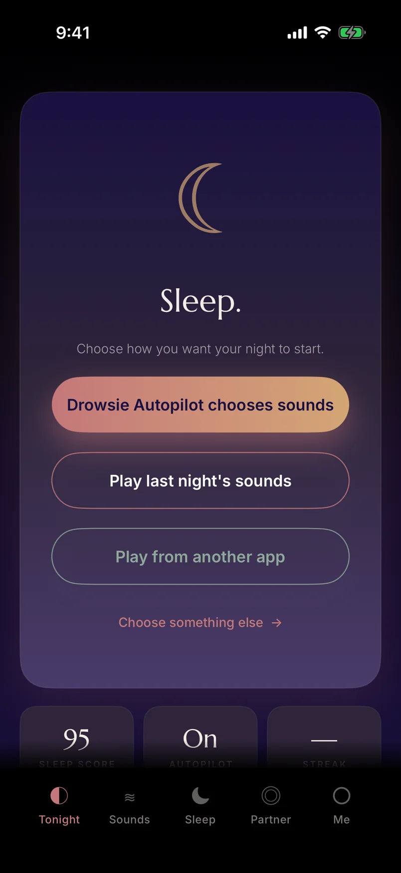 The Drowsie app, Tonight tab